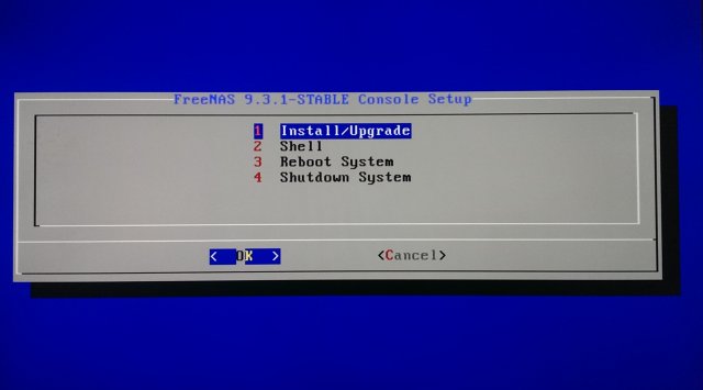FreeNAS Installer Menu